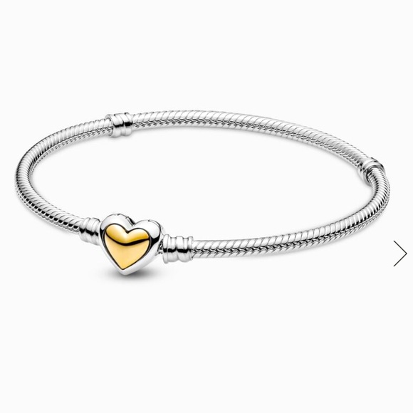 Pandora Jewelry - Pandora Domed Golden Heart ClaspSnake Chain Bracelet
